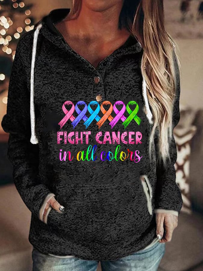 Breast Cancer Print Casual Sweatshirt