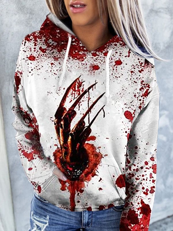 Women's FUNNY HALLOWEEN It's Fine Blood Stain Printed Casual Hoodie