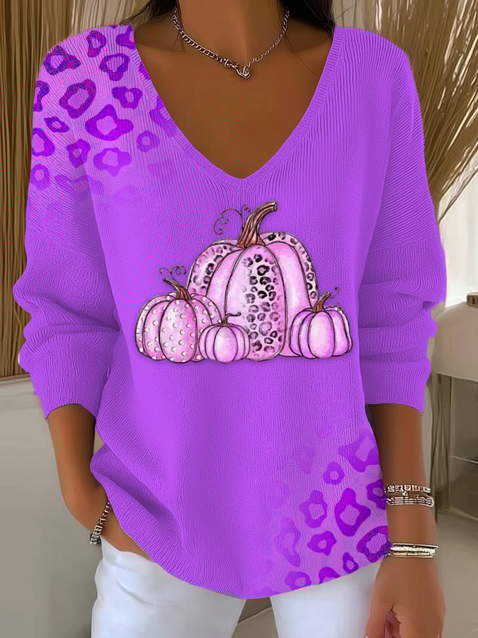 Women's Casual Autumn Pumpkin Bottoming Shirt