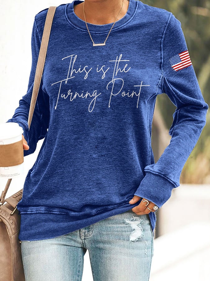 Retro This Is The Turning Point Print Sweatshirt