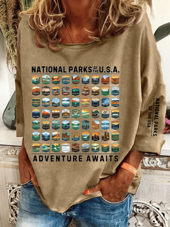 Women's National Parks Of The USA Heat Transfer Casual Sweatshirt