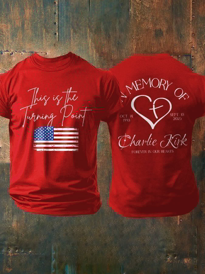 Men's Retro This Is The Turning Point In Memory Of Forever In Our Hearts Print T-Shirt