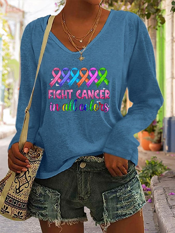 Breast Cancer Color Print T-Shirt