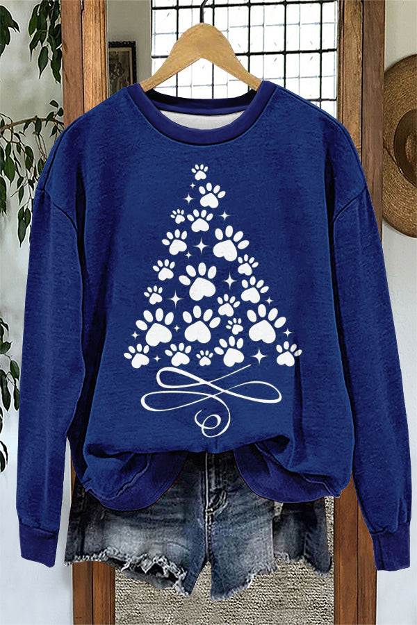Unique Christmas Tree Gameday Paws Sweatshirt