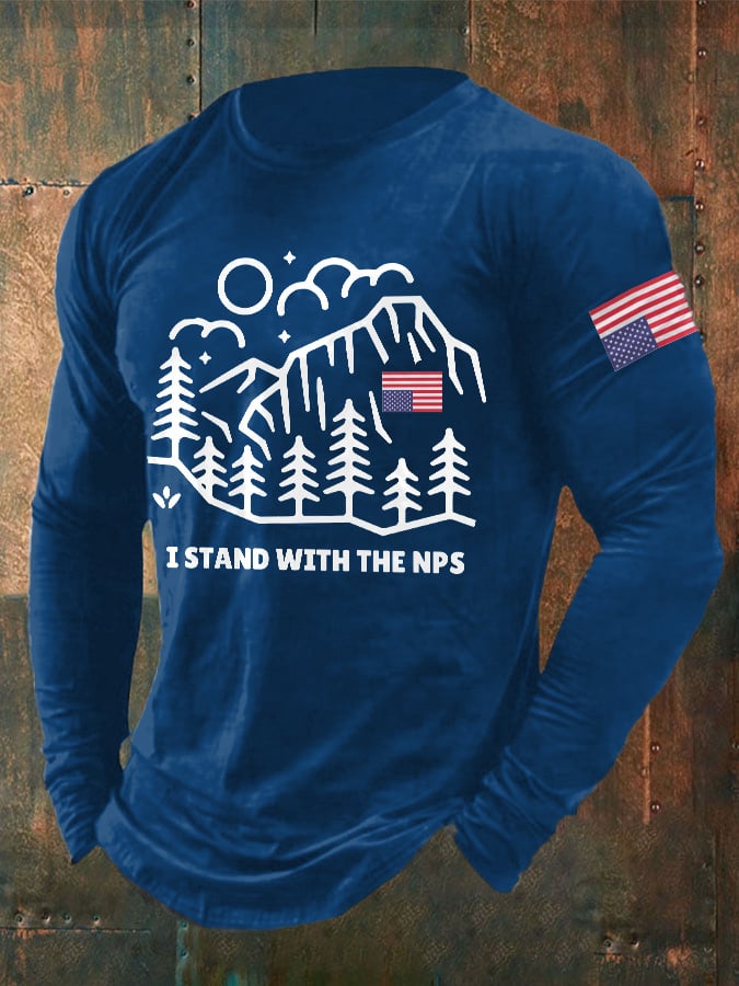 Men's Retro I Stand With The NPS National Park Support Print T-Shirt