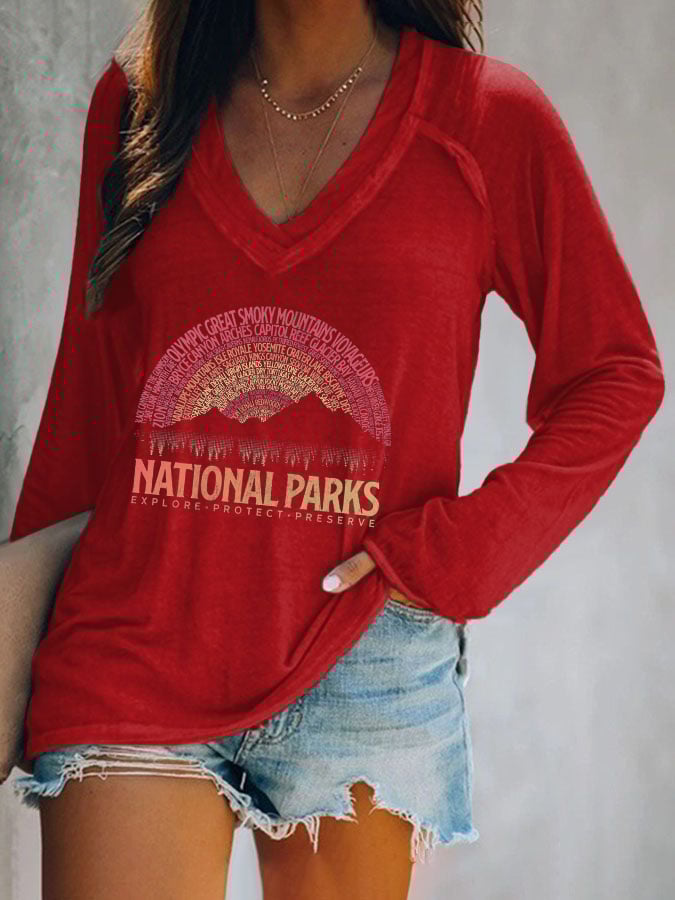 Women's National Parks Explore, Protect, Preserve Print Casual T-shirt