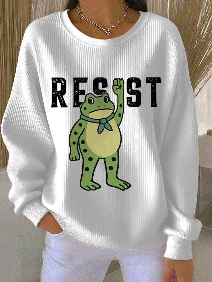 Women's Resist Frog Print Casual Sweatshirt