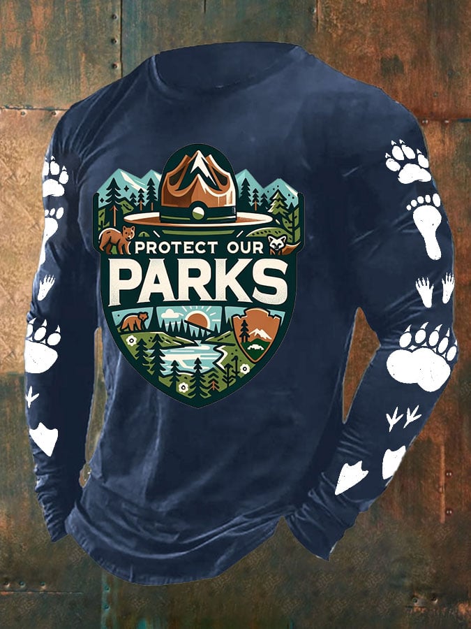 Men's Protect Our National Parks Print Long Sleeve Top