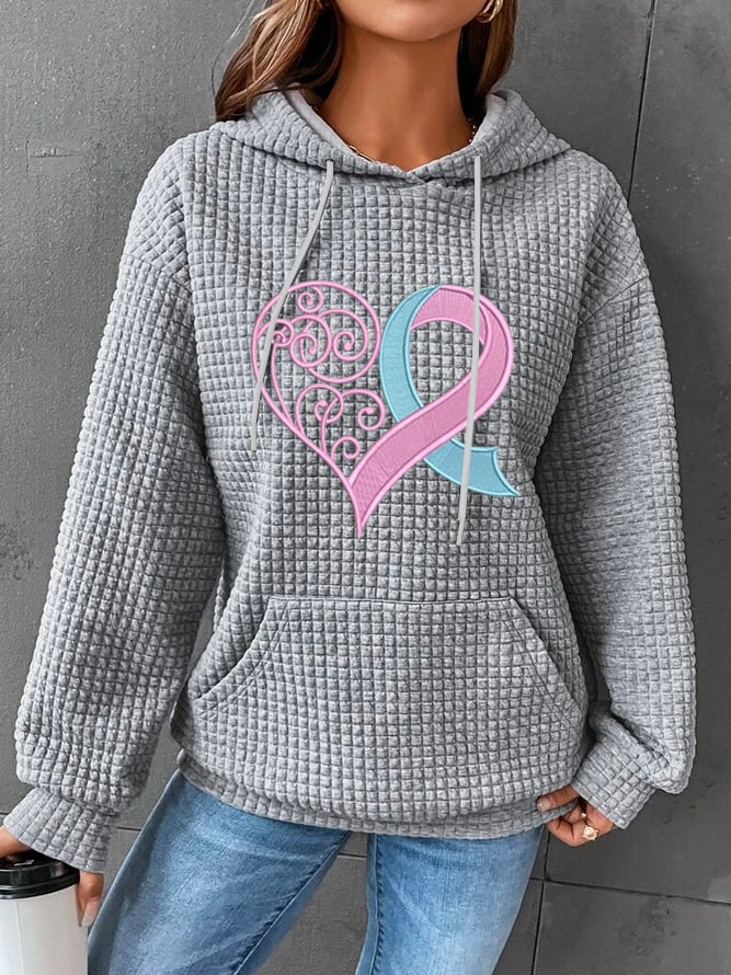 Women's Pink Heart Print Hoodie