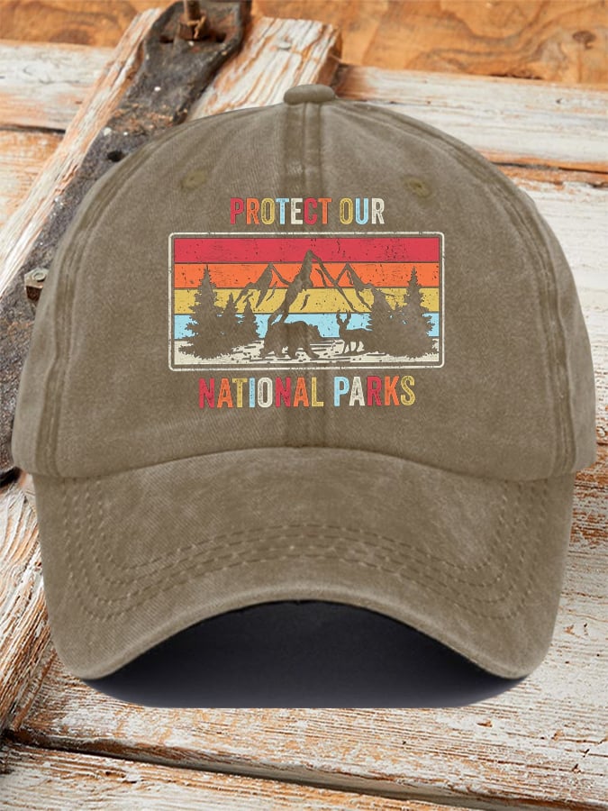 Retro Protect Our National Parks Printed Baseball Cap