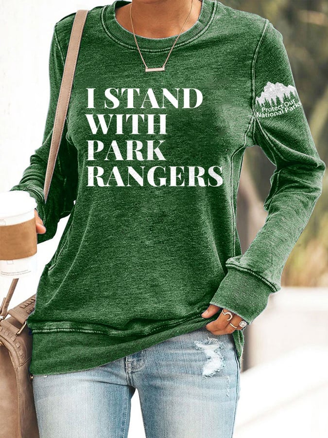 Retro I Stand With Park Rangers Protect Our National Parks Print Sweatshirt