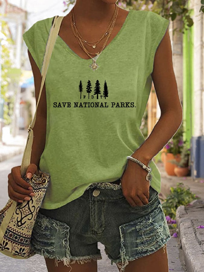 Women's Save The National Parks Print Sleeveless Tank Top