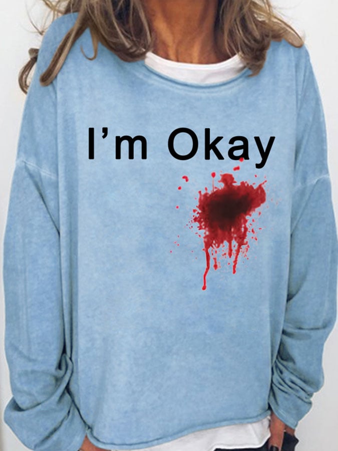 Fashion Print Long Sleeve Loose Sweatshirt