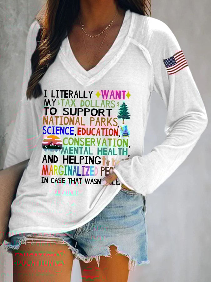 Women's Support National Parks Print V Neck T-Shirt