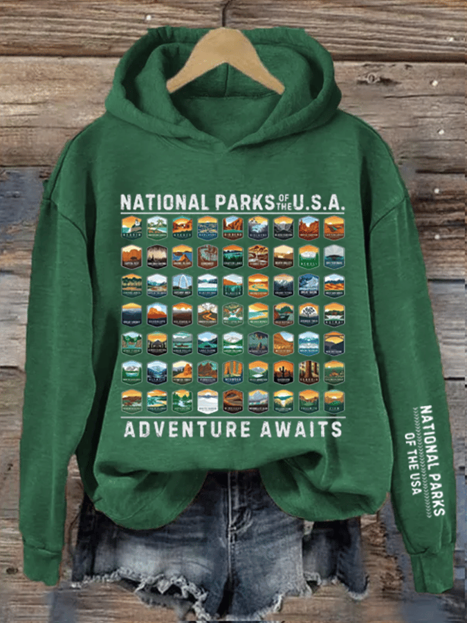 Women's National Parks Of The USA Heat Transfer Hood Sweatshirt