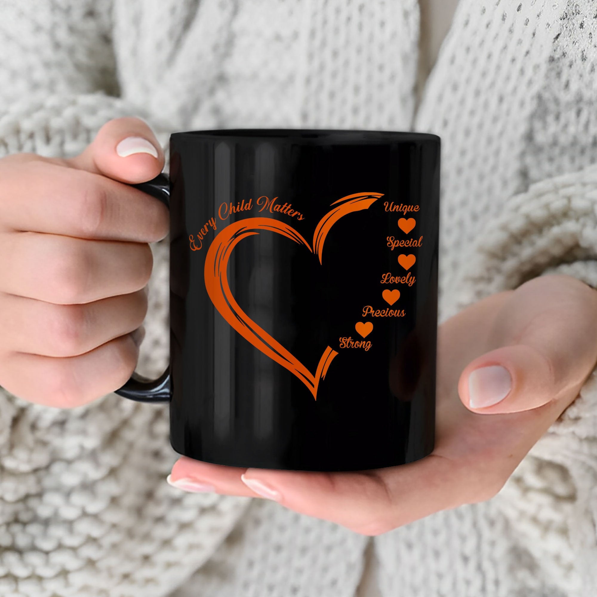 Every Child Matters Orange Heart Ceramic Coffee Mug - Native American Awareness Mug, Support for Indigenous Children