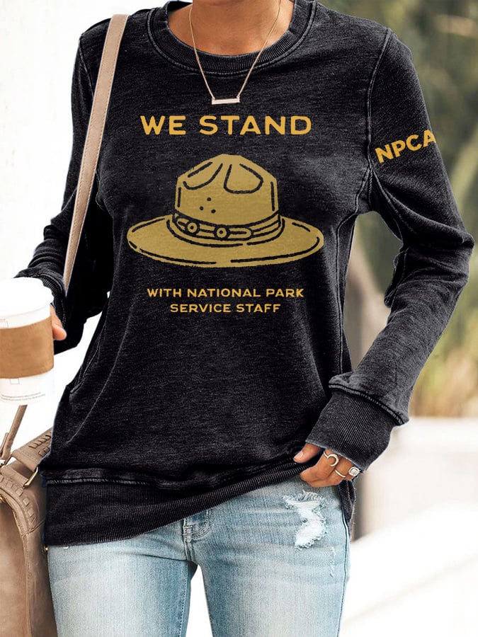 Retro We Stand With National Park Service Staff NPCA Print Sweatshirt