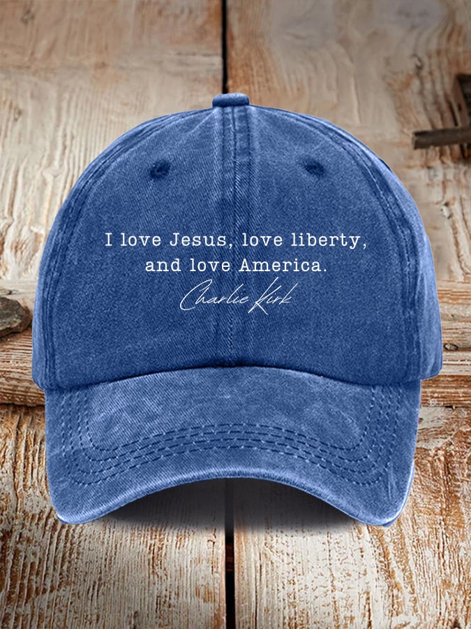 Retro I Love Jesus, Love Liberty, And Love America Print Baseball Cap