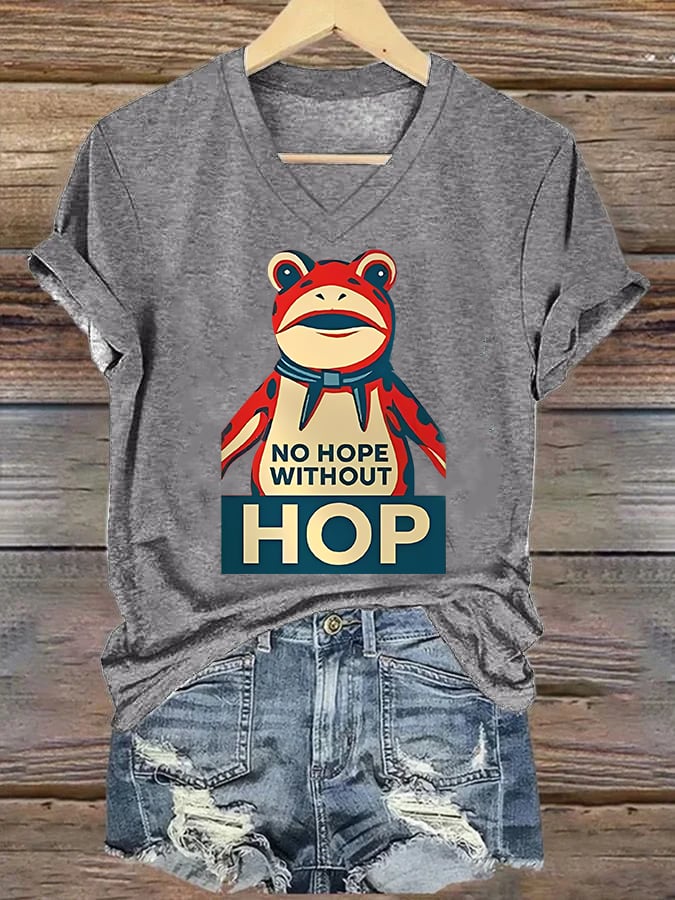 V-neck Women's no hope without hop Printed Casual T-Shirt