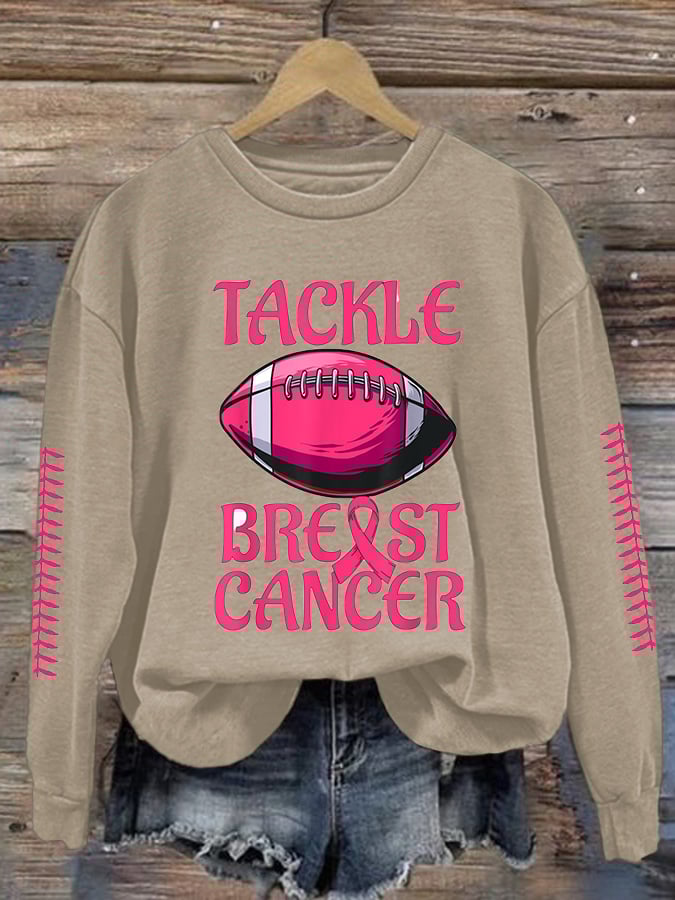 Breast Cancer Casual Print Long Sleeve Sweatshirt