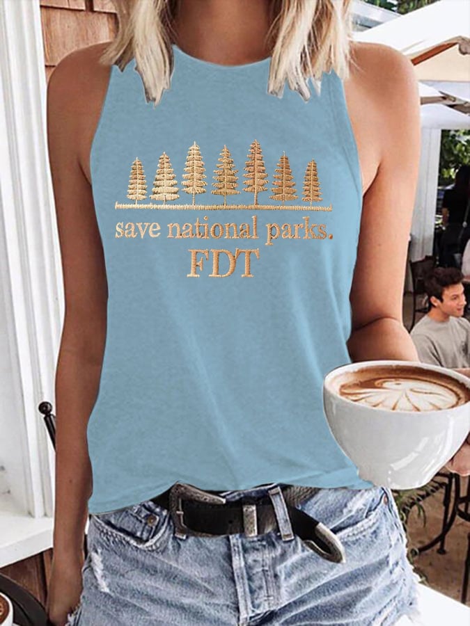Women's Retro Save National Parks FDT Print Tank Top