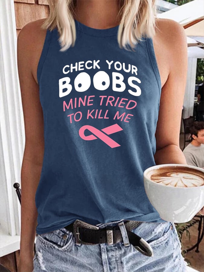 Women'S Breast Cancer Crew Neck Vest
