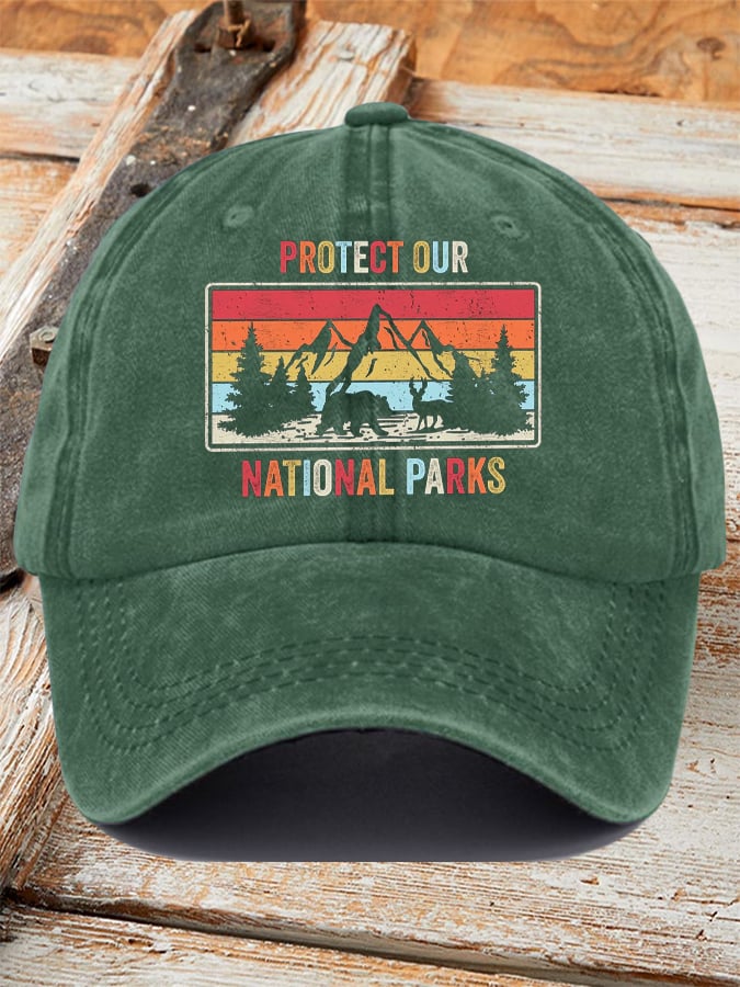 Retro Protect Our National Parks Printed Baseball Cap