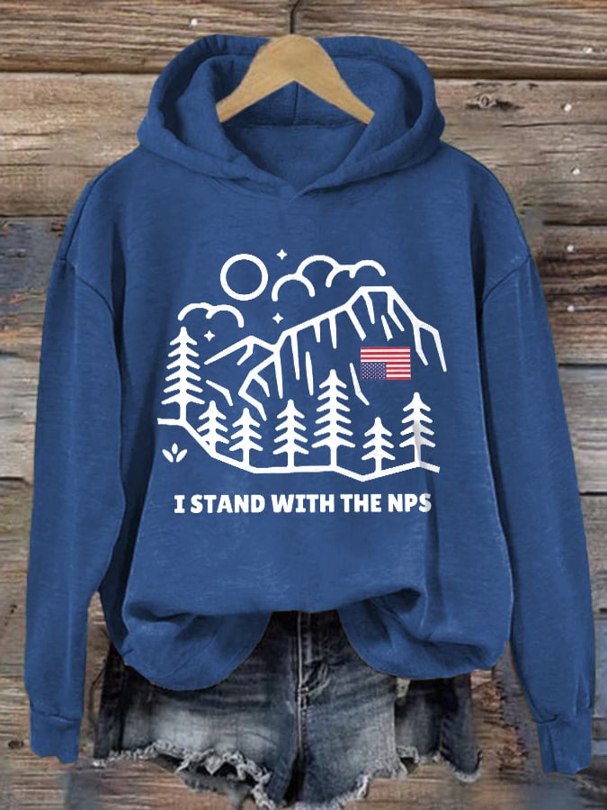 Retro I Stand With The NPS National Park Support Print Hoodie