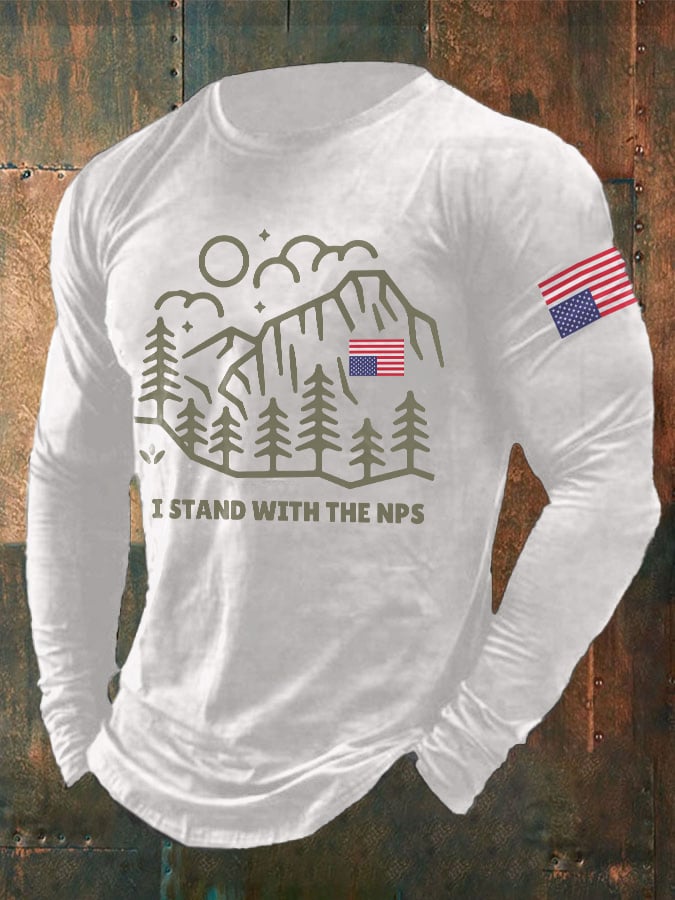 Men's Retro I Stand With The NPS National Park Support Print T-Shirt