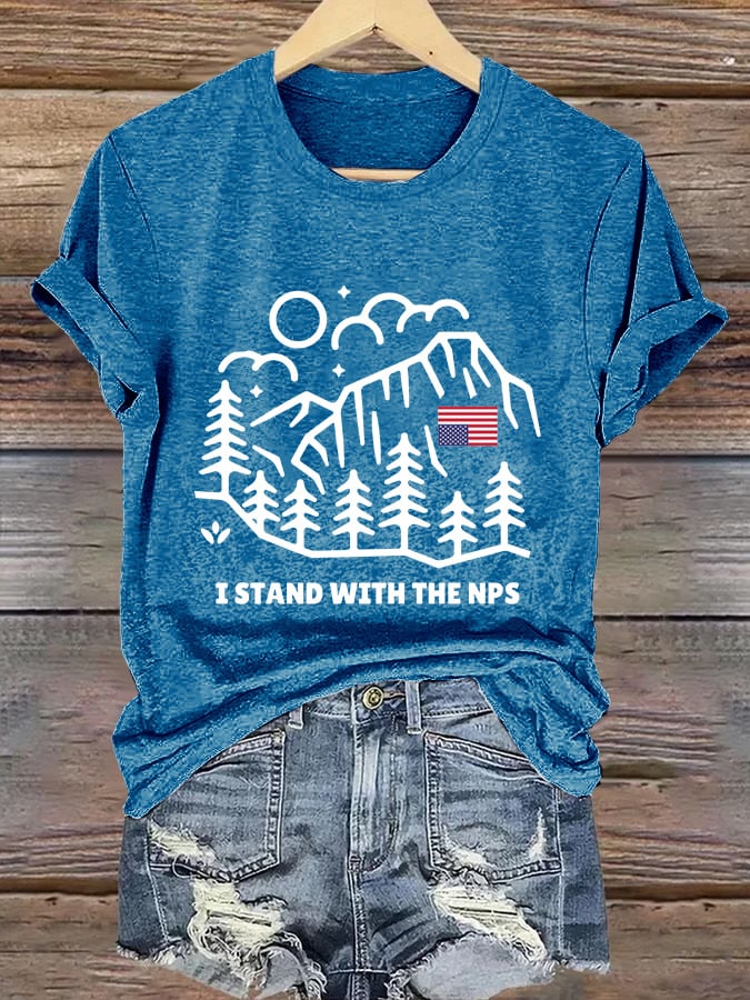 Retro I Stand With The NPS National Park Support Print T-Shirt