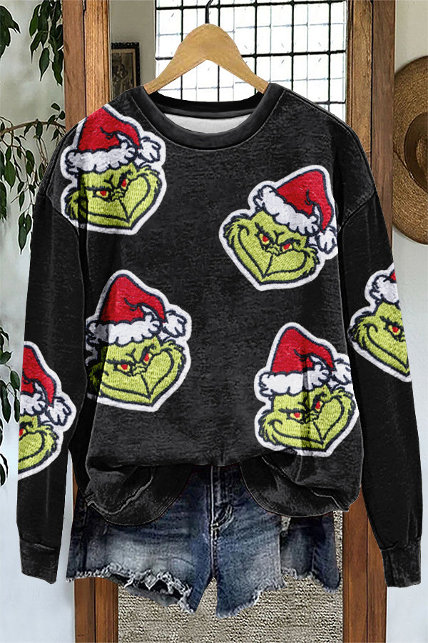 Christmas Grinch Print Sweatshirt