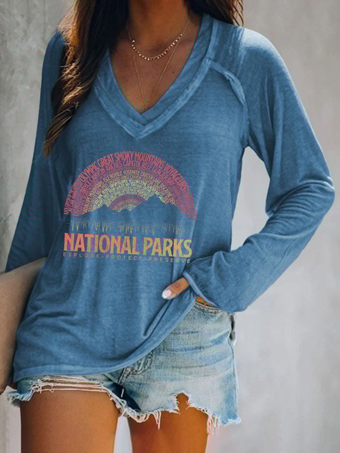 Women's National Parks Explore, Protect, Preserve Print Casual T-shirt