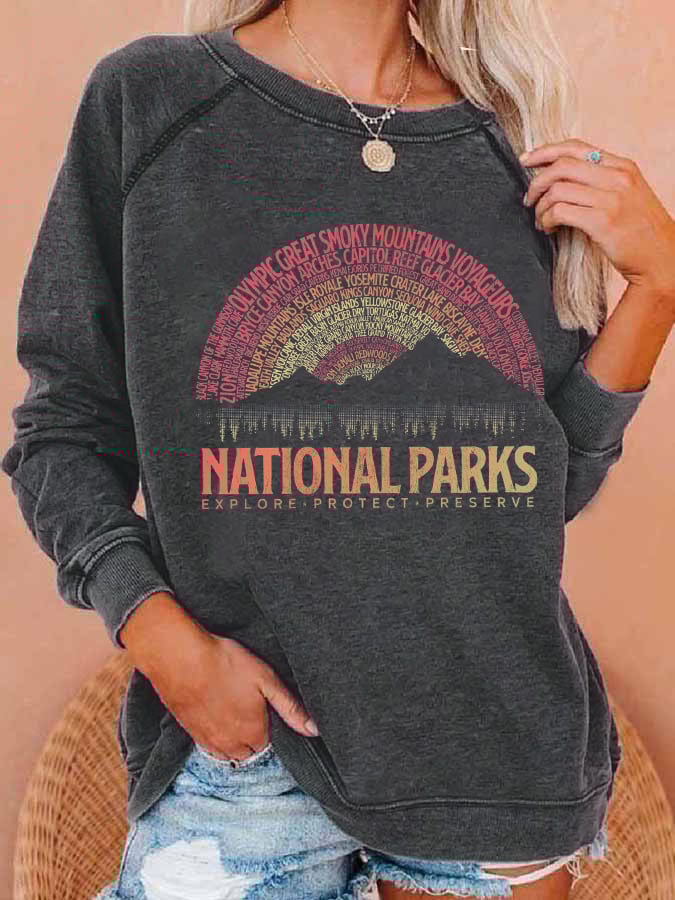 Women's National Parks Explore, Protect, Preserve Print Casual Sweatshirt