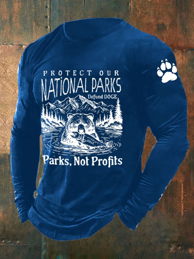 Men's Protect Our National Parks Print Long Sleeve Top