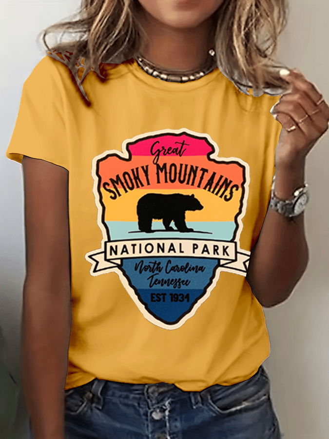 Women's Smoky Mountains National Park Print Crew Neck T-Shirt