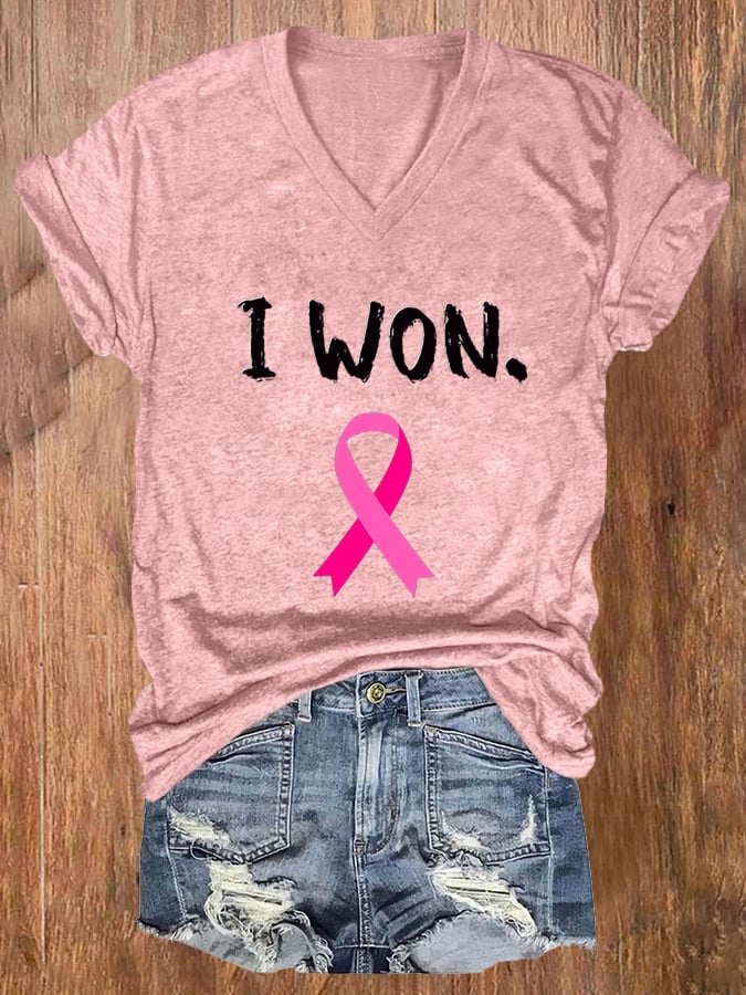 Women's Breast Cancer Survivor Printed Casual T-Shirt