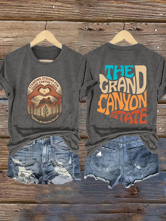 Retro Standing Strong For Grand Canyon Lodge Together, We Heal The Horizon .The Grand Canyon State Arizona Print T-Shirt