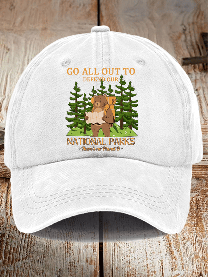 Unisex Distressed Washed Cotton Protect National Parks Hat