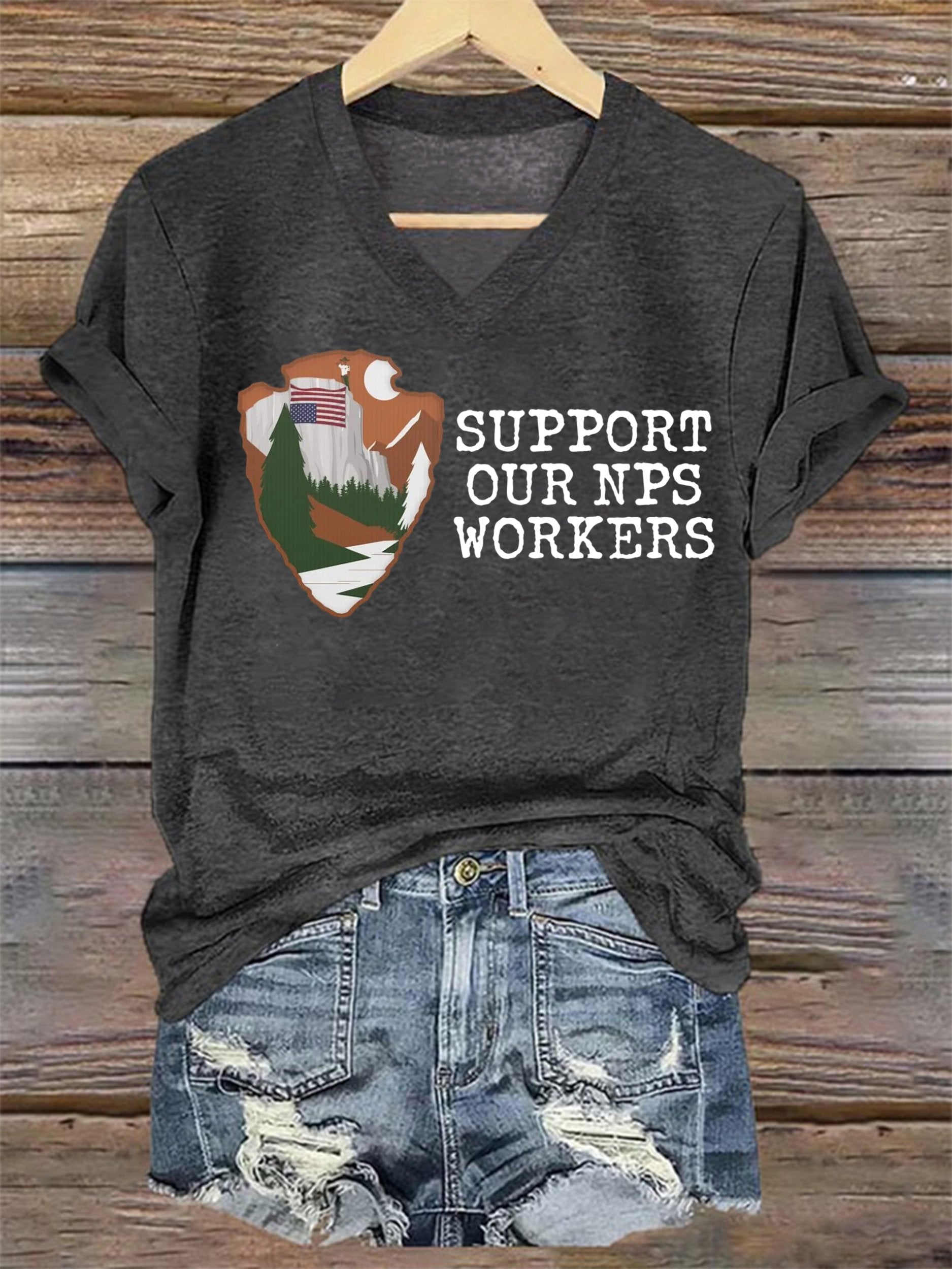 Women's I Stand With Park Rangers Printed Short-Sleeved T-Shirt