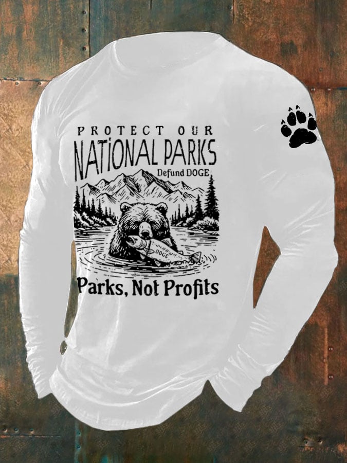 Men's Protect Our National Parks Print Long Sleeve Top