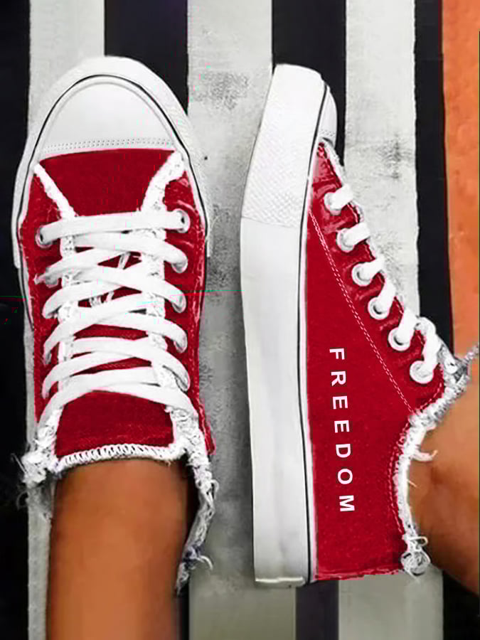 Women'S Freedom Print Casual Canvas Shoes