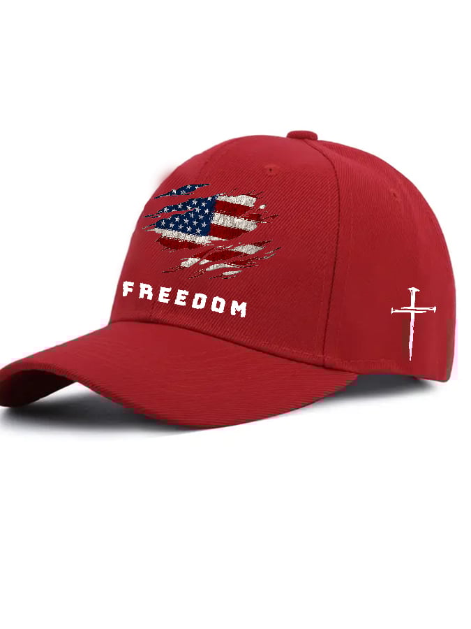 Unisex Freedom American Flag Print Baseball Cap