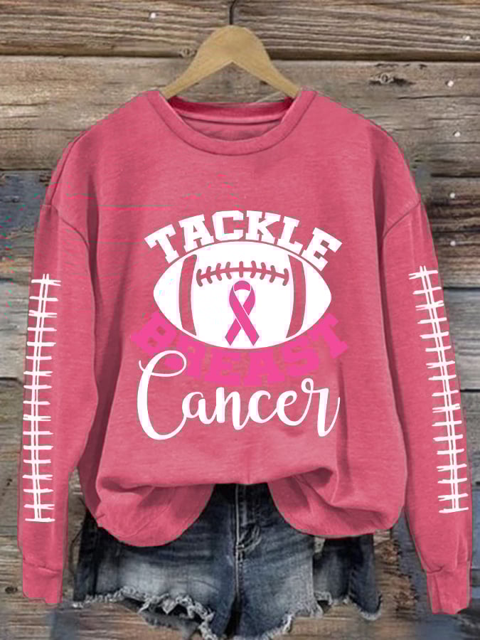 Women's Breast Cancer Awareness Print Casual Sweatshirt