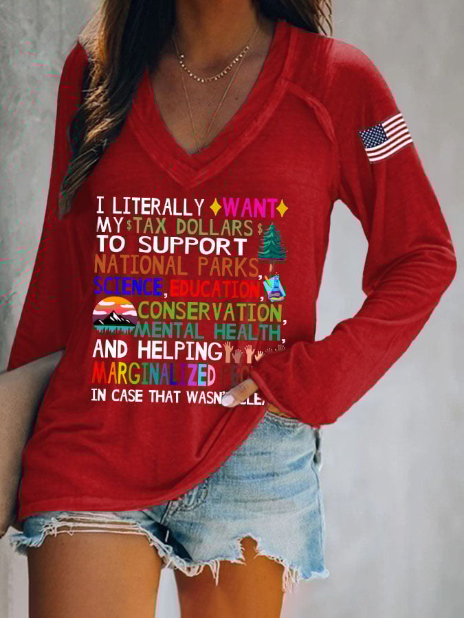 Women's Support National Parks Print V Neck T-Shirt