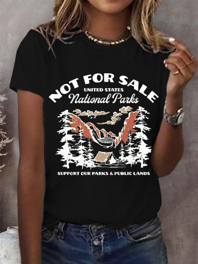Women's Support National Parks Print Round Neck T-Shirt
