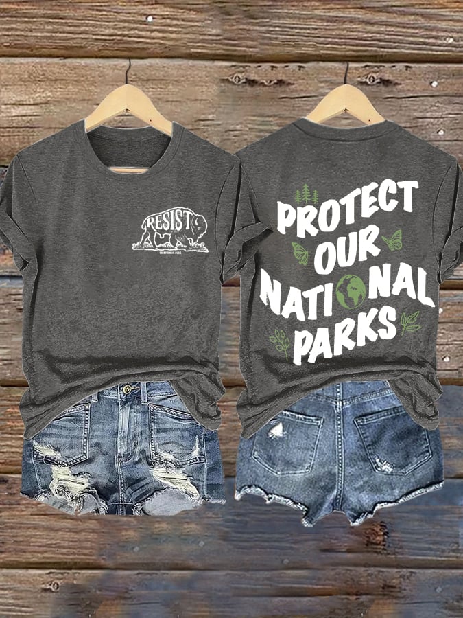 Women's Protect Our National Parks Printed Short-Sleeved T-Shirt