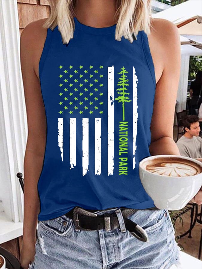 Women's National Park Print Crew Neck Tank Top