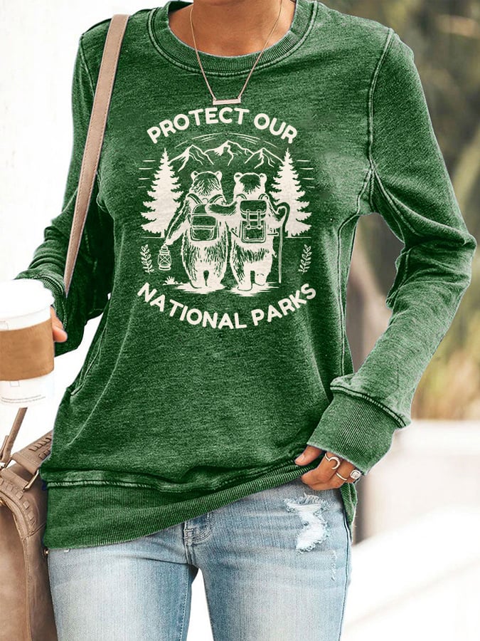 Retro Protect Our National Parks Print Sweatshirt