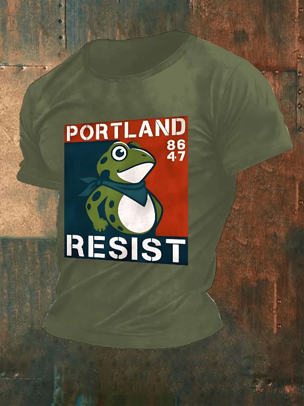 Men's Portland Frog 8647 resist Print T-Shirt