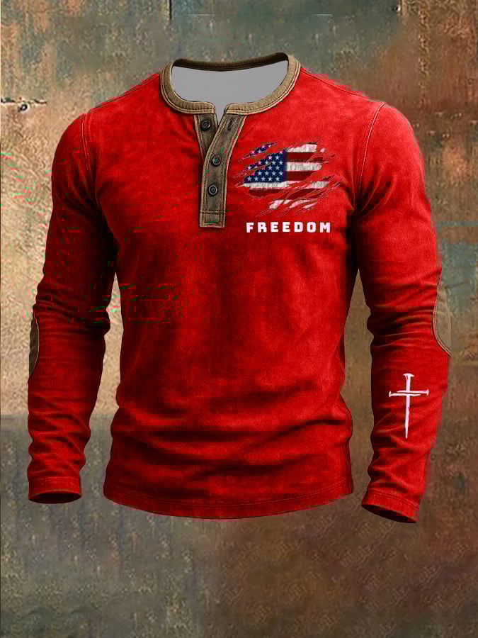 Men's Commemorative Print Henley Shirt